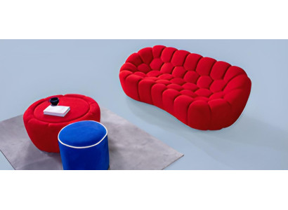 Modern Upholstery Suite exclusive r 3-Seater Sofa Luxurious 2x Stool