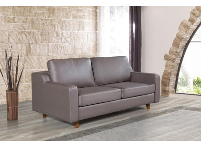 Gray Leather Sofa Designer 3-Seater Living room Couches Upholstery Furniture