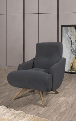 Gray Lounge Chair Designer Single Seat Upholstery Armchair Living room Furniture