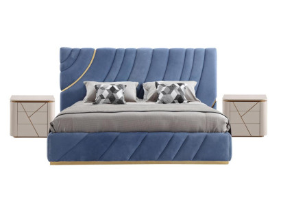 Bedroom set Bed 2x Bedside tables 3pcs. Blue new Modern Complete Luxury Furniture