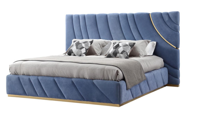Bedroom set Bed 2x Bedside tables 3pcs. Blue new Modern Complete Luxury Furniture