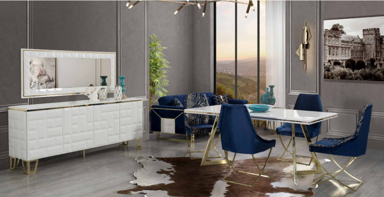 exclusive White Dining room Suite Luxurious Dining table x4 Chairs 7pcs