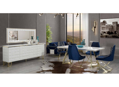 exclusive White Dining room Suite Luxurious Dining table x4 Chairs 7pcs