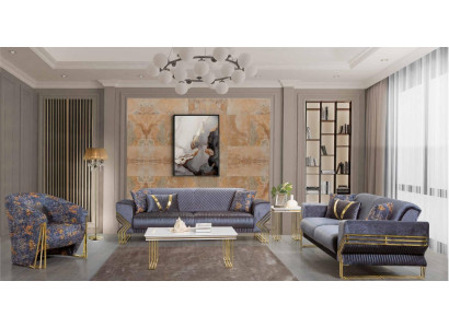 HellBlue's Living room Set Designer 3-Seater Luxurious Armchair Coffee table