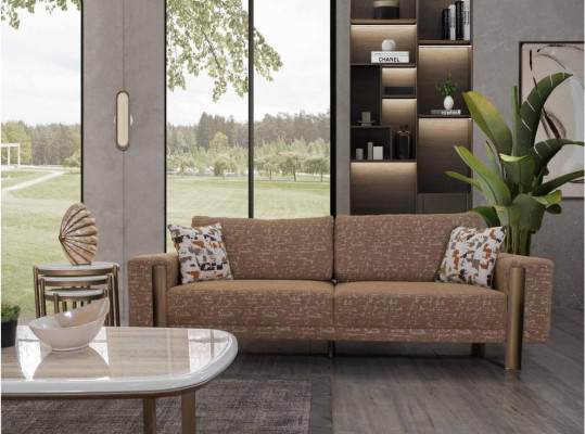 Stylish brown living room sofa set designer 3-seater 1-seater 3-piece