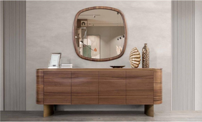 Modern Brown Chest of drawers 4-door sideboard Designer Sideboard Mirror