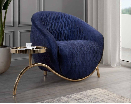 Blue he Relax Armchair Designer Single Seater Side table Luxurious Design