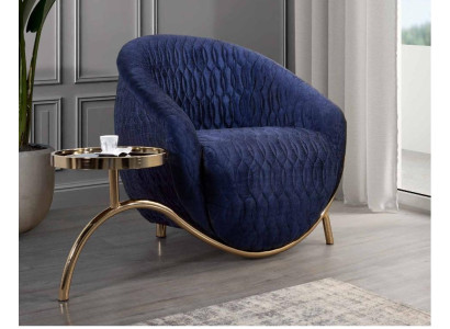 Blue he Relax Armchair Designer Single Seater Side table Luxurious Design