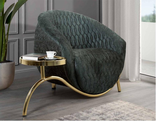 Green upholstered chair Designer lounge chair Furniture Luxurious 1-seater
