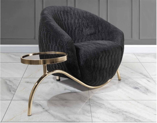 Black club chair, designer cocktail chair, modern single-seater armchair