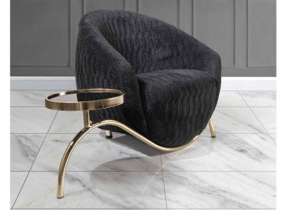 Black club chair, designer cocktail chair, modern single-seater armchair