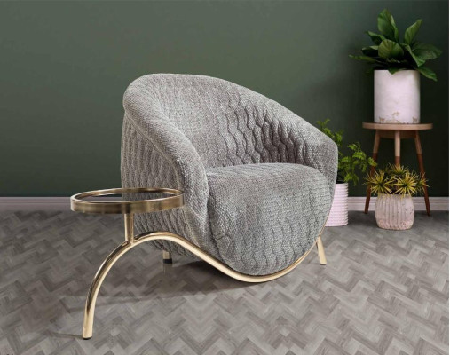 Gray Upholstery Single Seater Living Room Designer Club Chair Noble 1-Seater