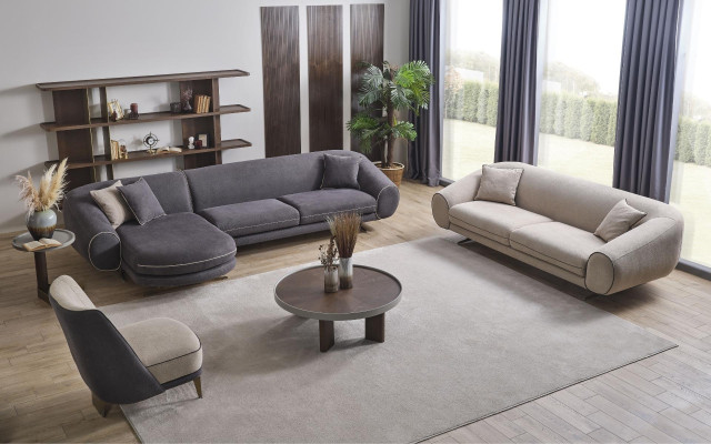 Designer Living room Suite L-shape Sofa 3-Seater Armchair Upholstery Furniture