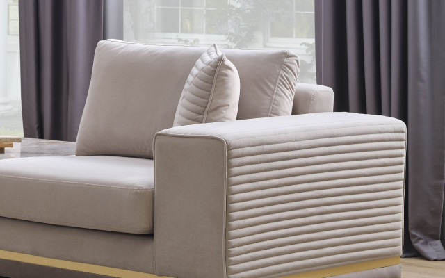 Living room Light Beige Corner sofa L-shape Couch Modern Textile Sofa Furniture