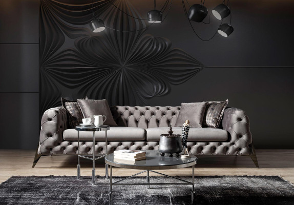 Light gray Living room Chesterfield Sofa set 4+3 Armchair Luxury Armchair