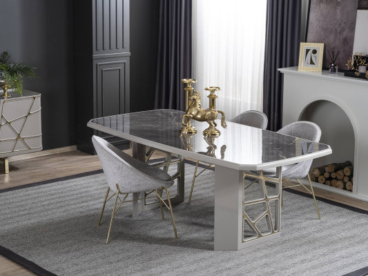 Gray Dining room Furniture Luxurious Dining set Dining table 4x Chairs Sideboard