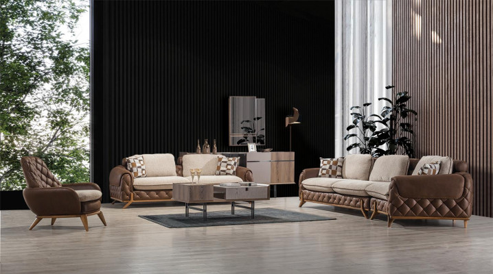 Designer Sofa set 4+3 Seater Luxury Leather Armchair Coffee table 4-piece set