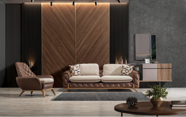 Designer Sofa set 4+3 Seater Luxury Leather Armchair Coffee table 4-piece set