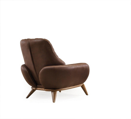 Stylish Brown Leather Living room Suite Designer 3-Seater Armchair 2pcs