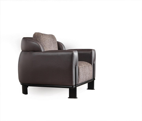 Brown Living room Set Designer Textile Three Seater Upholstery Armchair 2pcs