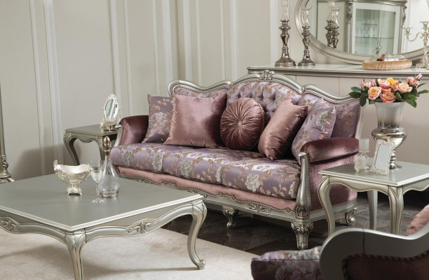 Sofa 3 Seater Purple Living room Classic Design Furniture Sofas Luxury new