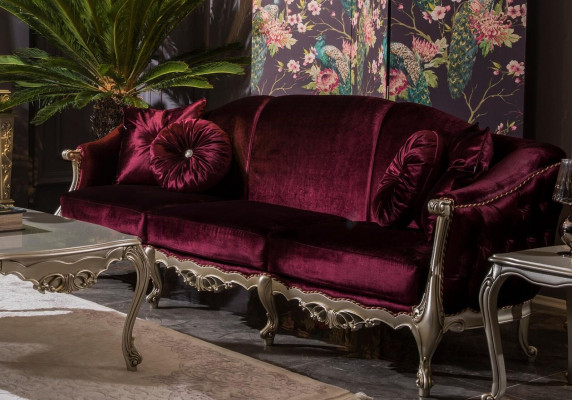 Three Seater Luxury Sofa 3 Seater Sofas Seat Fabric Design Couch Style Bordaux