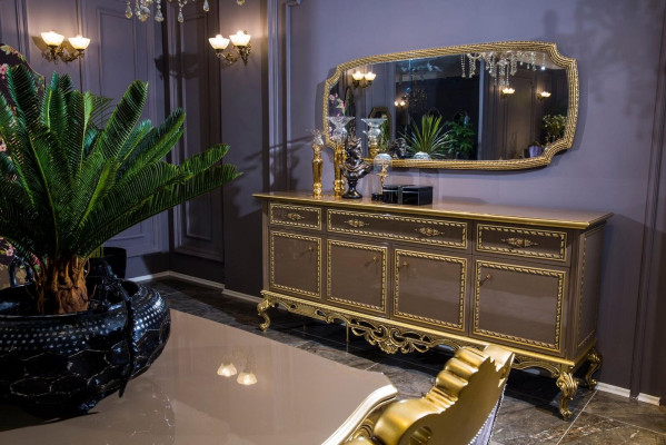 Sideboard with Mirror Sideboard Baroque Rococo Wardrobe Furniture Chests of drawers Luxury
