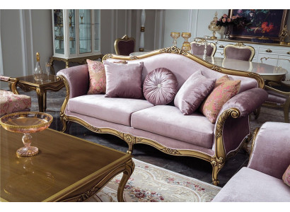 Sofa 3 Seater Purple Textile Sofas Couch Upholstery Luxury classic three seater