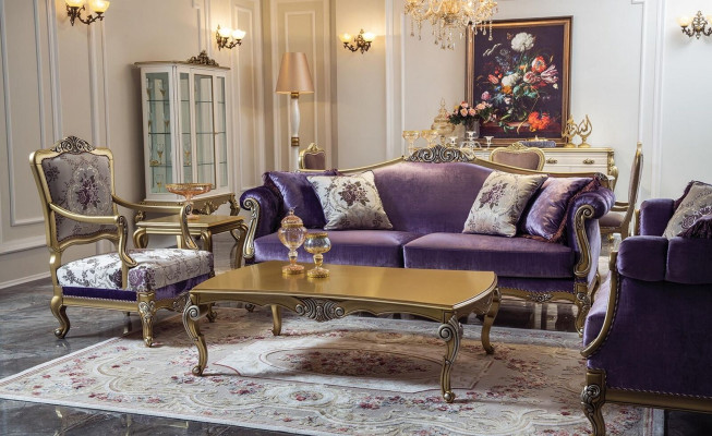 Luxury sofa set 3+2+1 seater coffee table sofas armchair fabric couch 4 pieces.