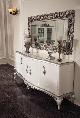 Design Dining room Set 8pcs Chair Chest of drawers Display case Mirror Dining tables Wood