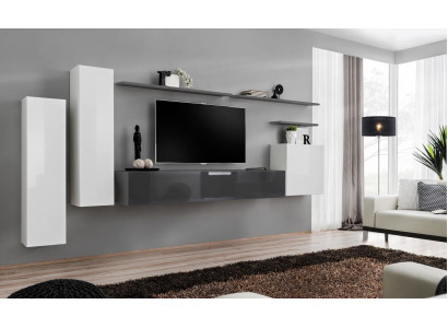 Set of 7 pieces living room TV lowboard wardrobe wall cabinet living walls wood modern furniture