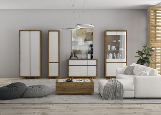 Living room Set Display case Chest of drawers Living walls Chests of drawers Wardrobe Table Furniture Wood 4pcs