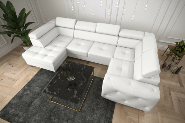 Living landscape Sofa Couch Upholstery Corner Textile Imitation leather Edle Corner sofa U-shape
