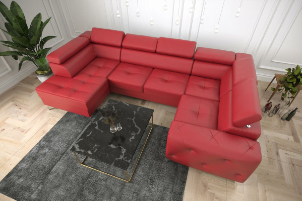 Living landscape Sofa Couch Upholstery Corner Textile Imitation leather Edle Corner sofa U-shape