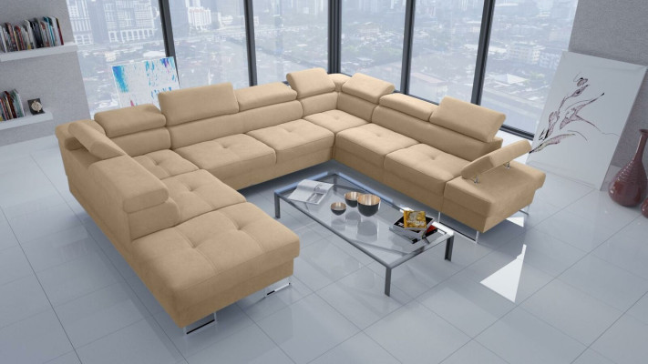 Living landscapes Corner sofa Couch Textile Leather Upholstery Seat Corner Sofa U-shape Sofas