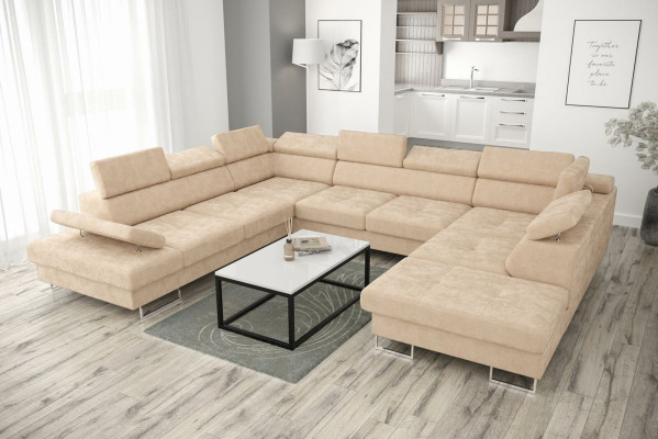 Living landscapes Corner sofa Couch Textile Leather Upholstery Seat Corner Sofa U-shape Sofas