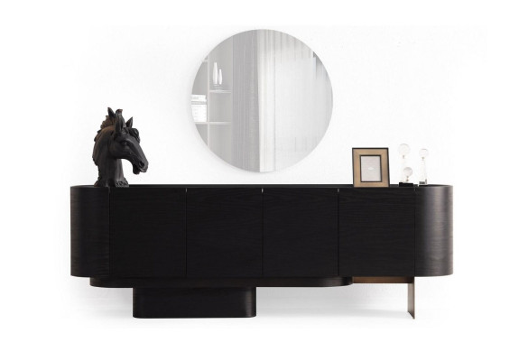 Designer Dining room Suite Dining table 6x Chairs Sideboard Mirror 9pcs