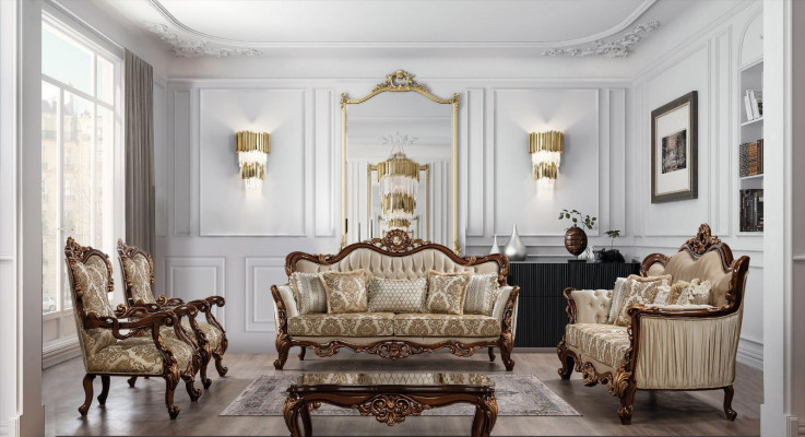 Chesterfield Sofa set Couch Set with Coffee table Sofa Upholstery 5pcs.