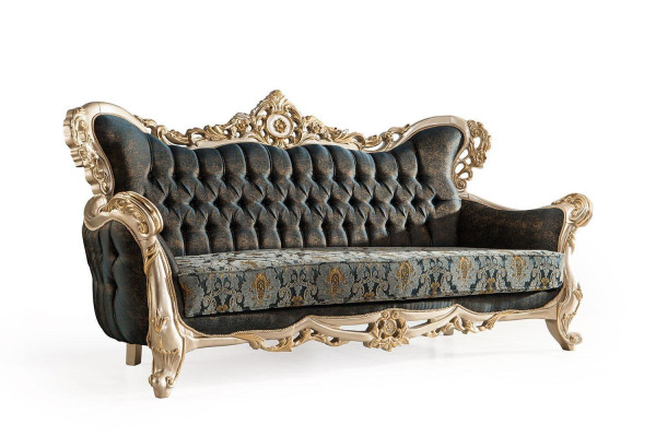 Sofa set Sofa Couch Baroque Rococo Set Coffee table Turkis 5 pieces. gold