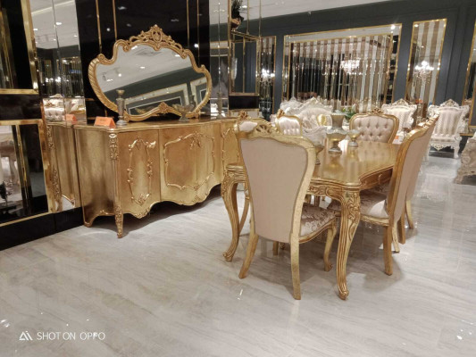 Dining room Set 6x Chairs Dining table Designer Wood Sideboard Suite 8pcs