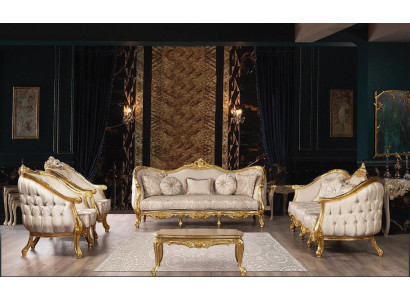 Sofa set Couch Set Furniture Suite Velvet Wood 5 pieces. Chesterfield new
