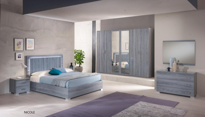 Furniture Bedroom Set Bed 2x Bedside table Chest of drawers Mirror Wardrobe 6pcs.