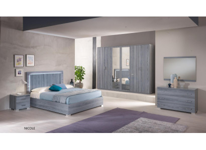 Furniture Bedroom Set Bed 2x Bedside table Chest of drawers Mirror Wardrobe 6pcs.