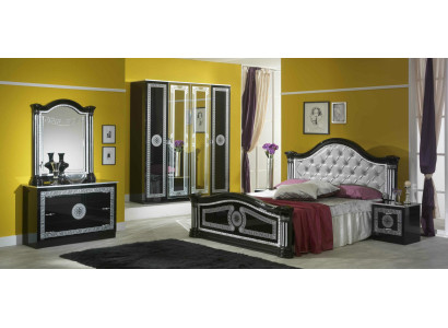 Black Bedroom Complete Set Chest of drawers Style Bed Suite 6pcs. Baroque new