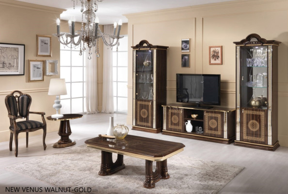 Italian Wall unit Furniture Wardrobe Display case TV cabinet 3pcs. Set of luxury tv showcases Glass