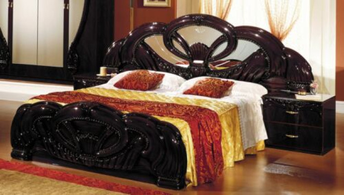Bedroom Set Design Modern Luxury Bedroom Bed 2x Bedside table 6 pcs. Wood