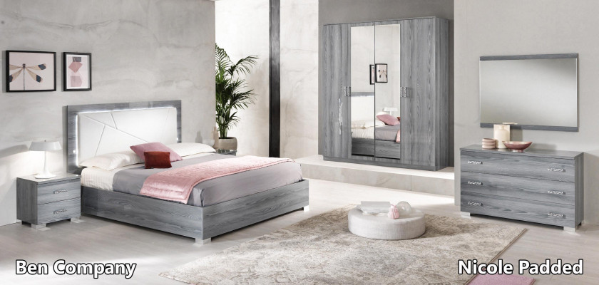 Italian furniture 4 pieces. Bedroom Set Bed 2x Bedside table Wardrobe new