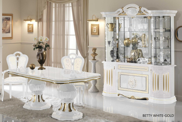 Display case Italian Furniture Living room Wardrobe White Gold Glass Display Cabinets new
