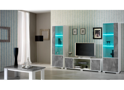 Wall unit double display case console TV table wall unit glass showcases living room