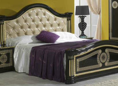 Bedroom 3 pcs. Set Bed 2x Bedside table Console Beds Chesterfield Upholstery